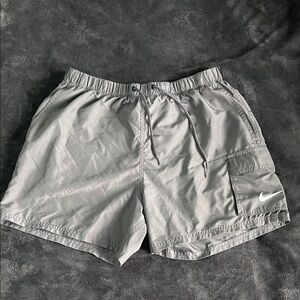 Nike Light Gray Elastic Waist Cargo Swim Shorts